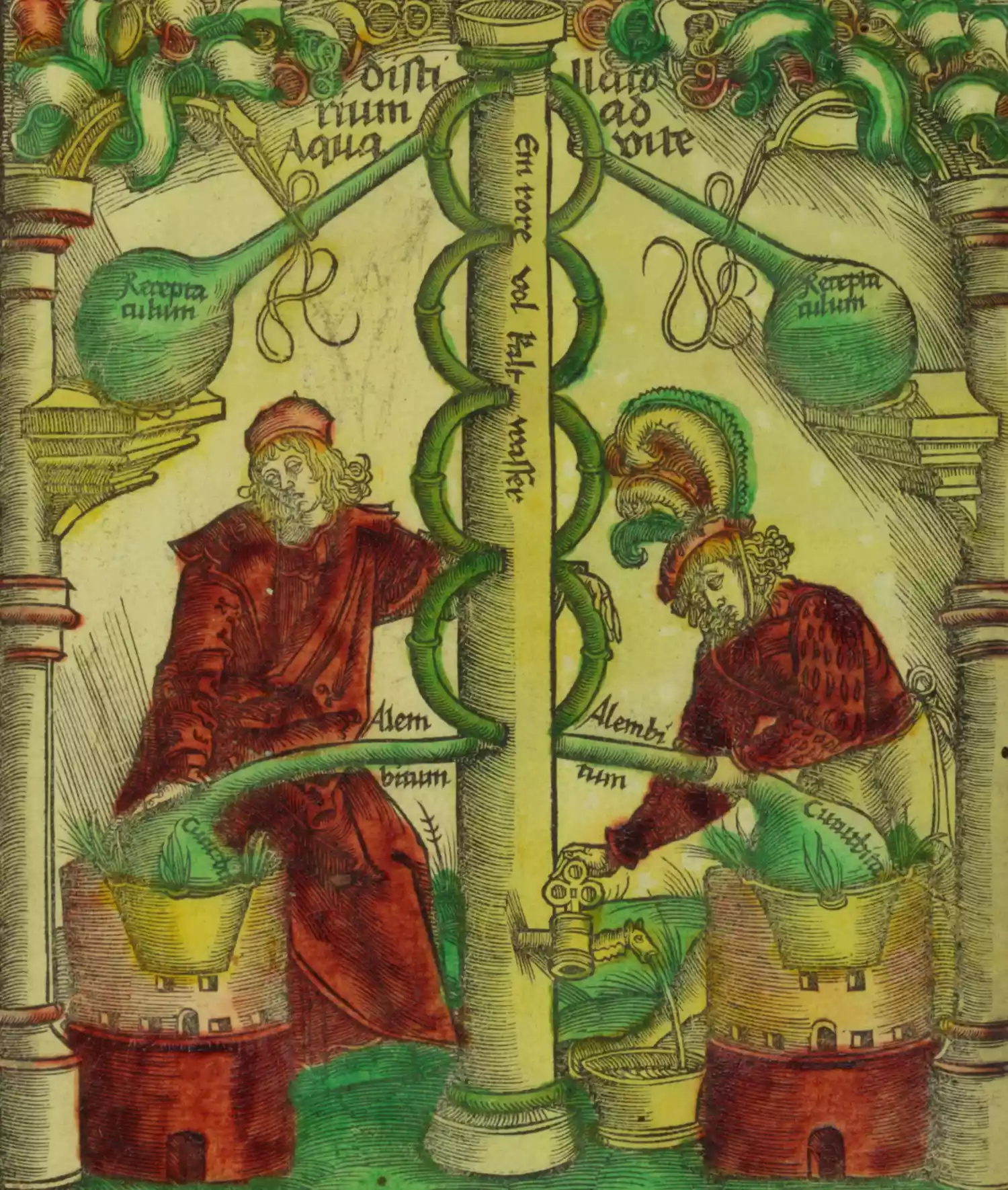 a dipiction of a medieval alchemical image